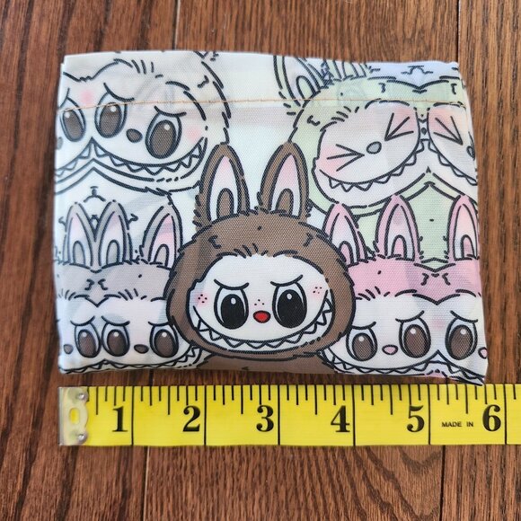 Labubu Grey Foldable Reusable Shopping Bag with Small Pouch – Nylon - Picture 3 of 13